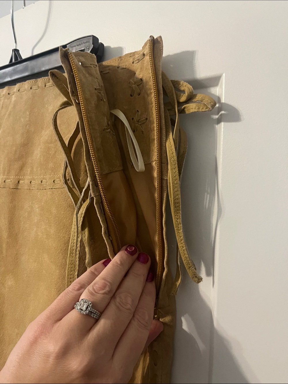 Scully Suede Leather High Rise Wrap Fringe Midi Skirt XL NWT Festival Western - Picture 14 of 16